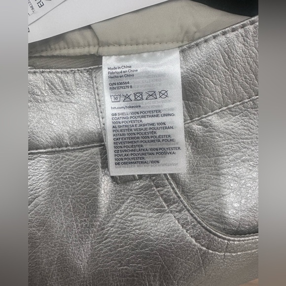 Women's H&M faux leather silver jeans size 12 - Picture 8 of 10